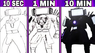 Drawing TITAN TV MAN 30 In 10 SECONDS 1 MINUTE amp 10 MINUTES [upl. by Oiracam]