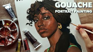 Paint with me  Gouache Portrait Painting Process [upl. by Aidekal846]