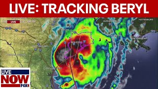 LIVE Tropical Storm Beryl Texas storm track man dies after tree falls on roof  LiveNOW from FOX [upl. by Amabel]