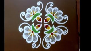 3 Simple Design Karthika masam Rangoli 🌺 Vilakku Kolam 🌺 deepam special rangoli 🌺 422 dots kolam [upl. by Carlin]