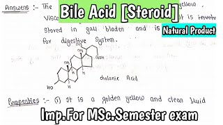 BILE ACIDSteroids Property of bile acid  Natural Product  Organic Chemistry  MScNotes [upl. by Swart]