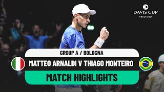 Matteo Arnaldi v Thiago Monteiro Highlights  Italy v Brazil Davis Cup 2024 Finals Group Stage [upl. by Isabea]