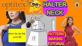 Halter Neck Dress Drafting  From Basic Bodice to Chic Neckline [upl. by Kcirdde579]