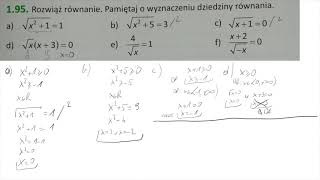 1 95 Rozwiąż równanie Pamiętaj o wyznaczeniu dziedziny równania [upl. by Ydner]