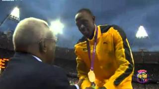 Usain Bolt singing Jamaican National Anthem OLYMPICS LONDON 2012 August 6 2012 [upl. by Nahs]