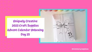 WOW Uniquely Creative 2023 Craft Supplies Advent Calendar Unboxing Day 25 amp Advent Review [upl. by Iuqcaj]