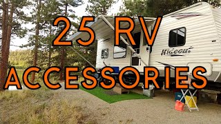 25 RV Accessories To Increase Your Camping Experience  Our 25 Camper Accessories [upl. by Siusan529]