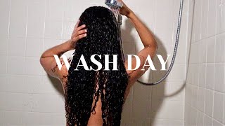 ITS WASH DAY  Hair growth tips rosemary oil curly hair routine etc  curlyhair washday [upl. by Ykcir]