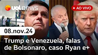 Trump vai cobrar Lula sobre Maduro Bolsonaro fala de Tarcísio caso menino Ryan 81 e   UOL News [upl. by Nairrot]