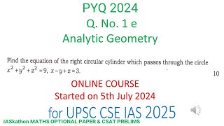 Find the equation of the right circular cylinder which passes through the circle x2y2z29 xy [upl. by Kimbell338]