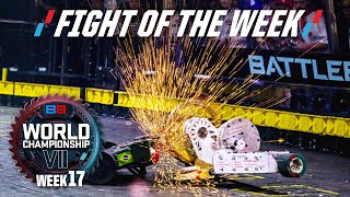 Crazy ending to an amazing fight  BattleBots FOTW RIPperoni vs Black Dragon  from WC7 [upl. by Arta282]