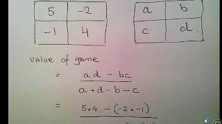 Game Theory Optimal Strategies and Value Of A 2x2 Game [upl. by Gayner]