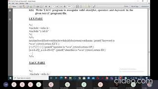 Demonstration of yacc program for valid identifier operators and keywords in given input c files [upl. by Brandi]