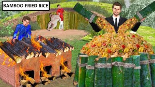 Rainforest Bamboo Fried Rice Forest Guard Cooking Chicken Street Food Hindi Kahaniya Moral Stories [upl. by Htebazileyram]