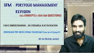 Portfolio Management Revision  All Concepts  ICAI SM Questions  SFM  Pratik Jagati [upl. by Sayles]