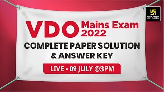 VDO Mains Exam 2022 Complete Paper Solution  Answer Key Gram Vikash Adhikari Paper Analysis 9 July [upl. by Ecinerev827]