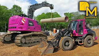 now THIS are some freaking cool looking machines LIEBHERR R920 pink excavator VOLVO L50H loader [upl. by Sperry]