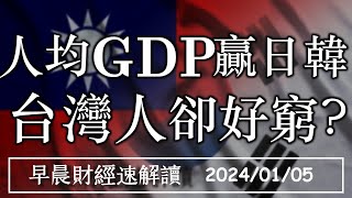 202415五人均GDP贏日韓 台灣人卻好窮日股陸股兩樣情 亞洲經濟好不好【早晨財經速解讀】 [upl. by Pincas]