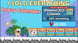 Selling My All Items and Worlds to buy TONS Winterfest Calendar 2023 Giant Eye Head  GrowTopia [upl. by Bascomb]