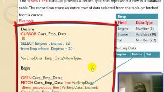 73 Oracle PL  SQL  Explicit Cursors Type  RowType تعليم أوراكل [upl. by Peatroy]