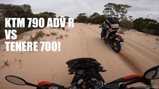 KTM 790 Adventure R vs Tenere 700 In Deep Soft Sand Adventure [upl. by Ayiotal]