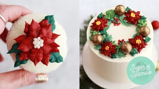 How to Make Buttercream Poinsettias for Holiday Cakes amp Cupcakes [upl. by Eberta]