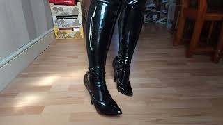 Walking in my Pleaser Domina 3000 6 inch heel thigh high stiletto boots [upl. by Boffa]