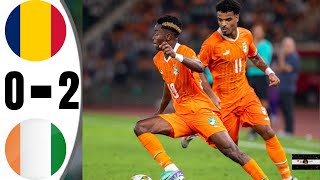 🛑2è Journée Qualifs CAN 2025 Tchad Vs Côte d’Ivoire  02😱highlights [upl. by Yecram]