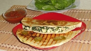 Spinach amp Cottage Cheese Quesadilla Recipe by Bhavna  Palak Paneer Quesadilla [upl. by Kienan]