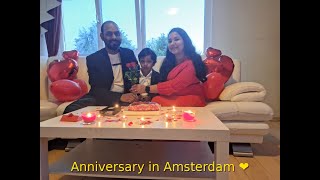 Anniversary Celebration in Amsterdam  Indian Family Abroad  Anniversary ideas Netherlands Europe [upl. by Eldwun]