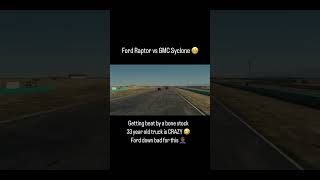 Ford raptor vs GMC syclone automobile stock trucking truck ford gmc fast dragrace money [upl. by Neenej]