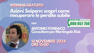 Webinar  Azioni Saipem scopri come recuperare le perdite subite [upl. by Mathe765]