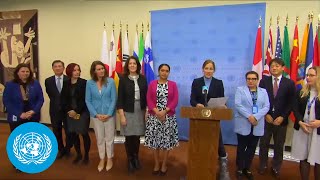 Colombia Shared Commitments for Women Peace and Security  Media Stakeout  United Nations [upl. by Grobe104]