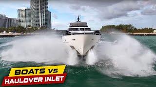 THESE LARGE BOATS IMPOSE THEIR WILL ON HAULOVER   Boats vs Haulover Inlet [upl. by Alleras]