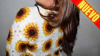 Increible EXPERIMENTO a crochet🌻podre tejer un sueter de girasoles [upl. by Fredrika]