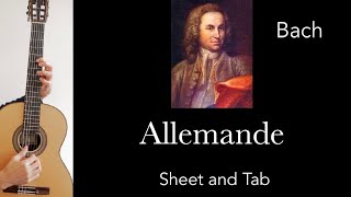 Allemande from Suite Bwv 996 JS Bach performance and tutorial with sheet and Tab [upl. by Neela691]