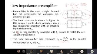 KEC 058 OFC Lecture 45 Frontend Amplifier Low impedance preamplifier High impedance Transimpeda [upl. by Ahset571]