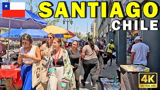 🇨🇱 CHILE Santiago Virtual Walk 4K in the City  4K HDR 60fps [upl. by Aksehcnarf]