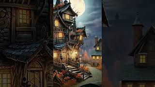 Haunted Halloween Houses Ai Generated Video midjourney aigenerated halloweenparty artandcraft [upl. by Disario843]