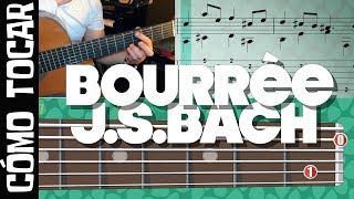 Bourrée from suite No 1 for lute BWV 996 de JS Bach partituratab tutorial Guitarbn [upl. by Ecenahs]