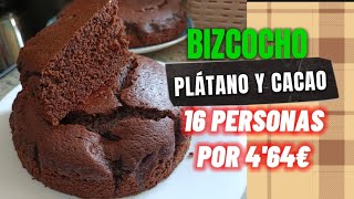 BIZCOCHO DE PLÁTANO Y CACAO FÁCIL Y ECONÓMICOPARA 16 PERSONAS POR SOLO 464€ PLÁTANO Y CHOCOLATE 🤤 [upl. by Phillie]