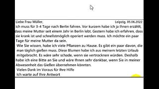 Telc B1 brief schreiben Telc Goethe Exam brief Nummer 2 [upl. by Atterg122]