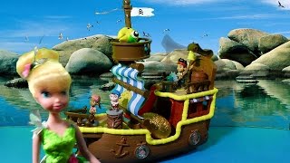 Jake and the NeverLand Pirates Toy Musical Pirate Ship Bucky PLAY DOH Skully Tinkerbell Egg SURPRISE [upl. by Rabbaj]