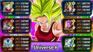 200 LEADER SKILL UPGRADED UNIVERSE 6 CATEGORY TEAM SHOWCASE Dragon Ball Z Dokkan Battle [upl. by Ydnil317]