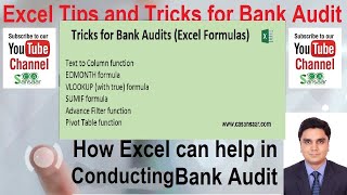 Excel Tips and Tricks for Bank Audit  Bank Branch Audit  Bank Audit [upl. by Esyla190]