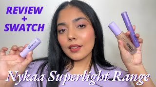 NEW NYKAA SUPERLIGHT RANGE  Skin Tint Mascara Lipstick  Detail Review  Swatch Nykaa [upl. by Saidnac]