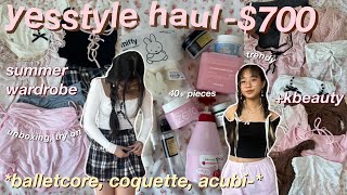 700 HUGE YESSTYLE tryon haul 🩰 40 items trendy aesthetic clothes  kbeauty coquette acubi [upl. by Jacquenette]