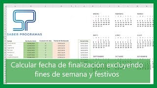 Calcular FECHA FINAL excluyendo festivos y fines de semana en Excel ✅ [upl. by Aknaib]