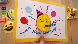 🥳 𝗞𝗿𝗲𝗮𝘁𝗶v 𝗺𝗶𝘁 𝗟𝗲𝗻𝗮 Geburtstagskarte basteln 🎉 😉 DIY Emoji Birthday Card DIY 🎈Эмоджи открытка [upl. by Icyaj662]