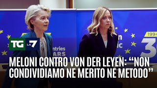 Meloni contro Von der Leyen quotNon condividiamo ne merito ne metodoquot [upl. by Noelani272]